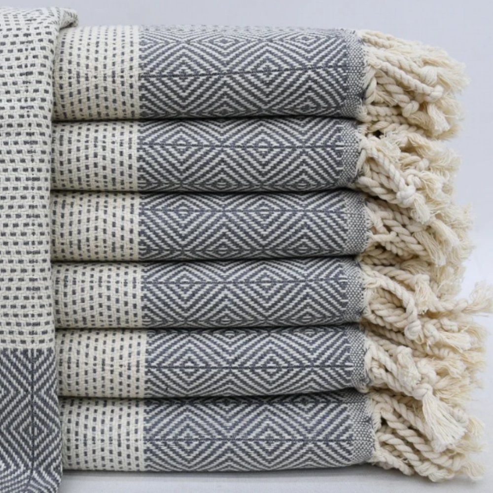 Organic Turkish Hand Kitchen Towel 18x40 Gray